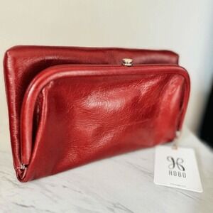 HOBO LAUREN CLUTCH LEATHER WRISTLET WALLET  Red Henna Luxury Leather, NWT